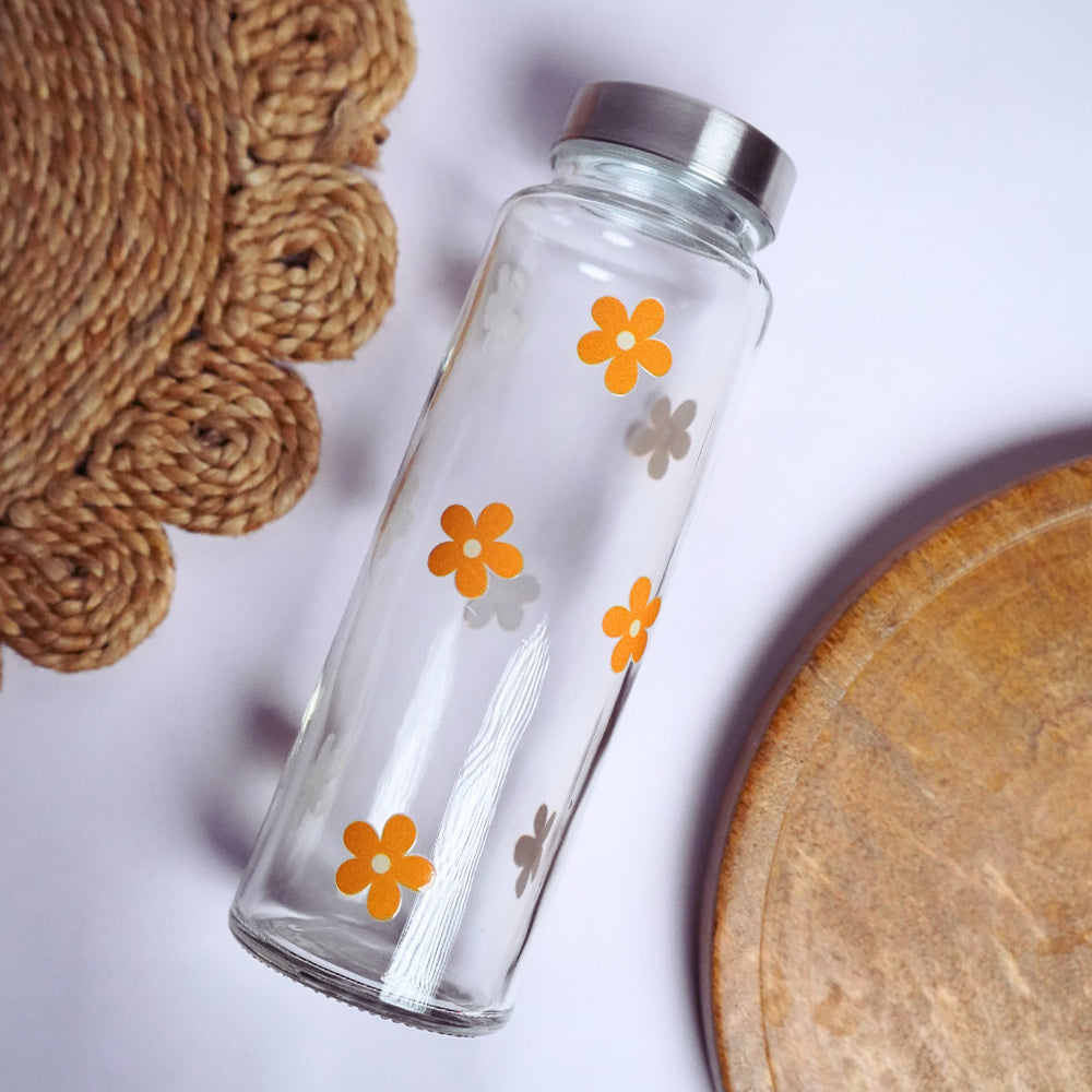 Yellow Sunflower Glass Bottle 500ML