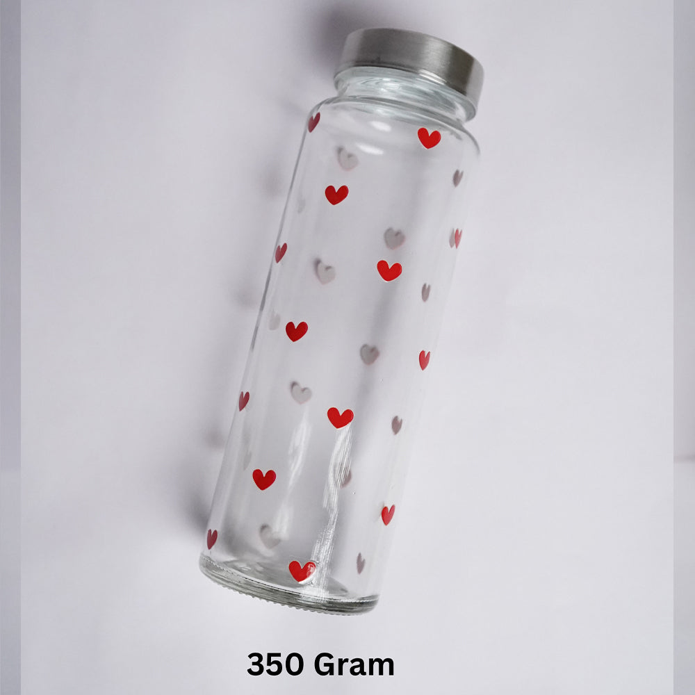 Red Hearts Glass Bottle 500ML