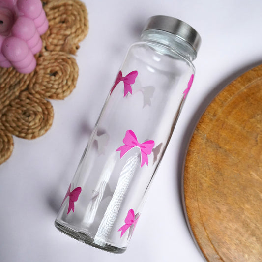 Pink Bow Glass Bottle 500ML