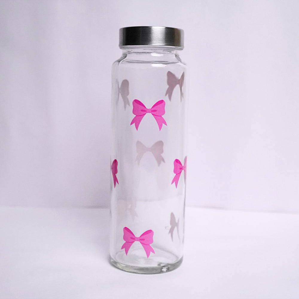 Pink Bow Glass Bottle 500ML