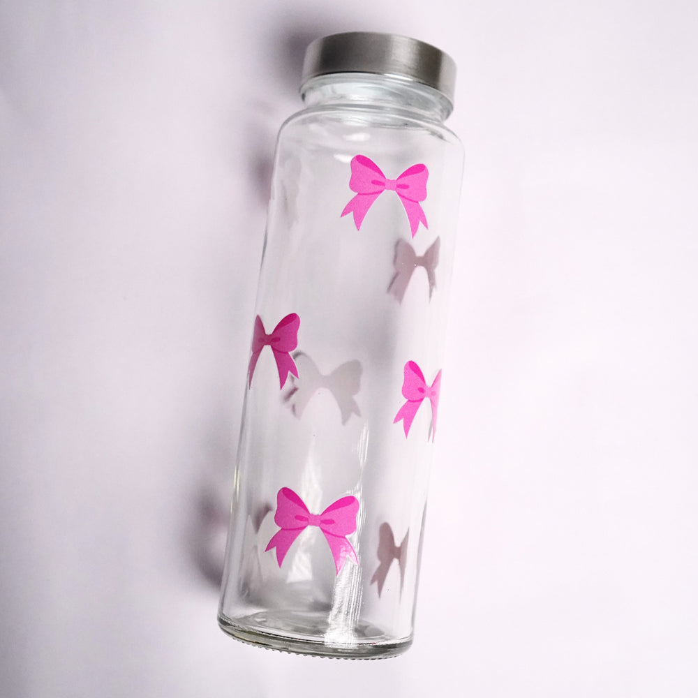 Pink Bow Glass Bottle 500ML