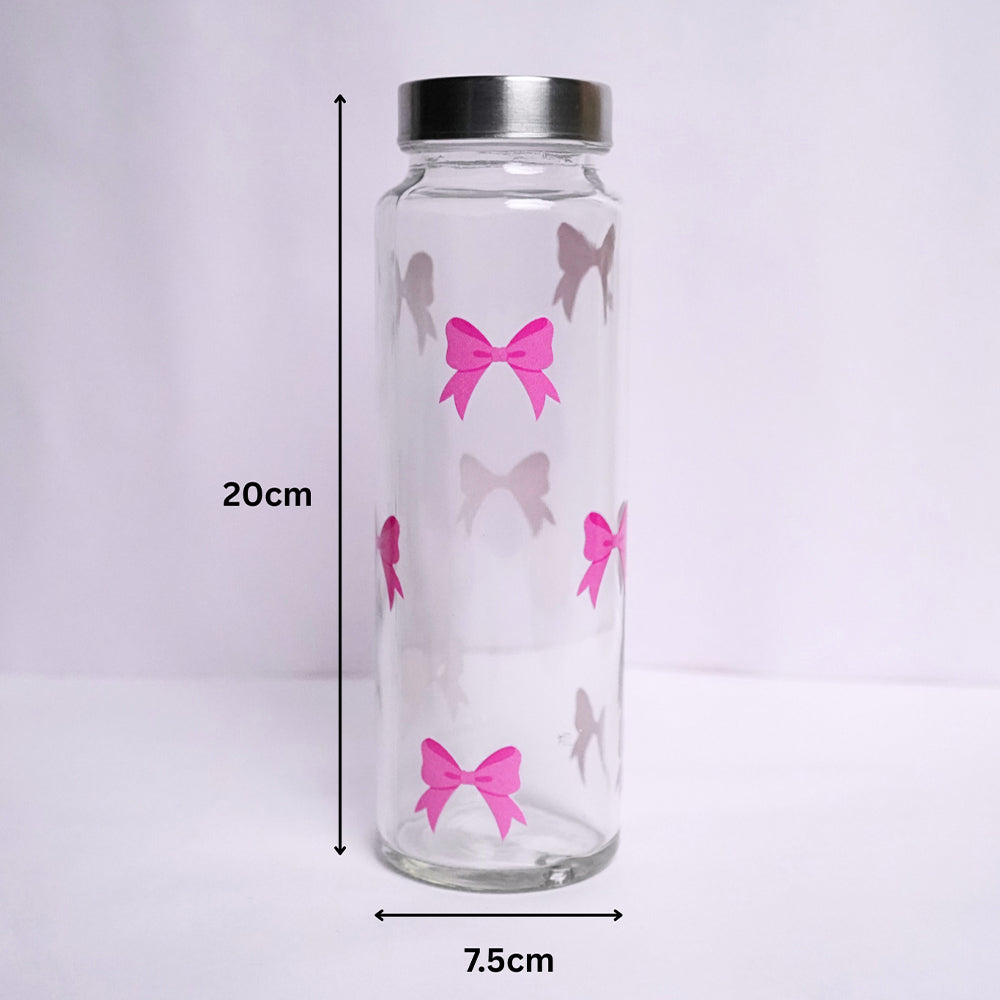 Pink Bow Glass Bottle 500ML