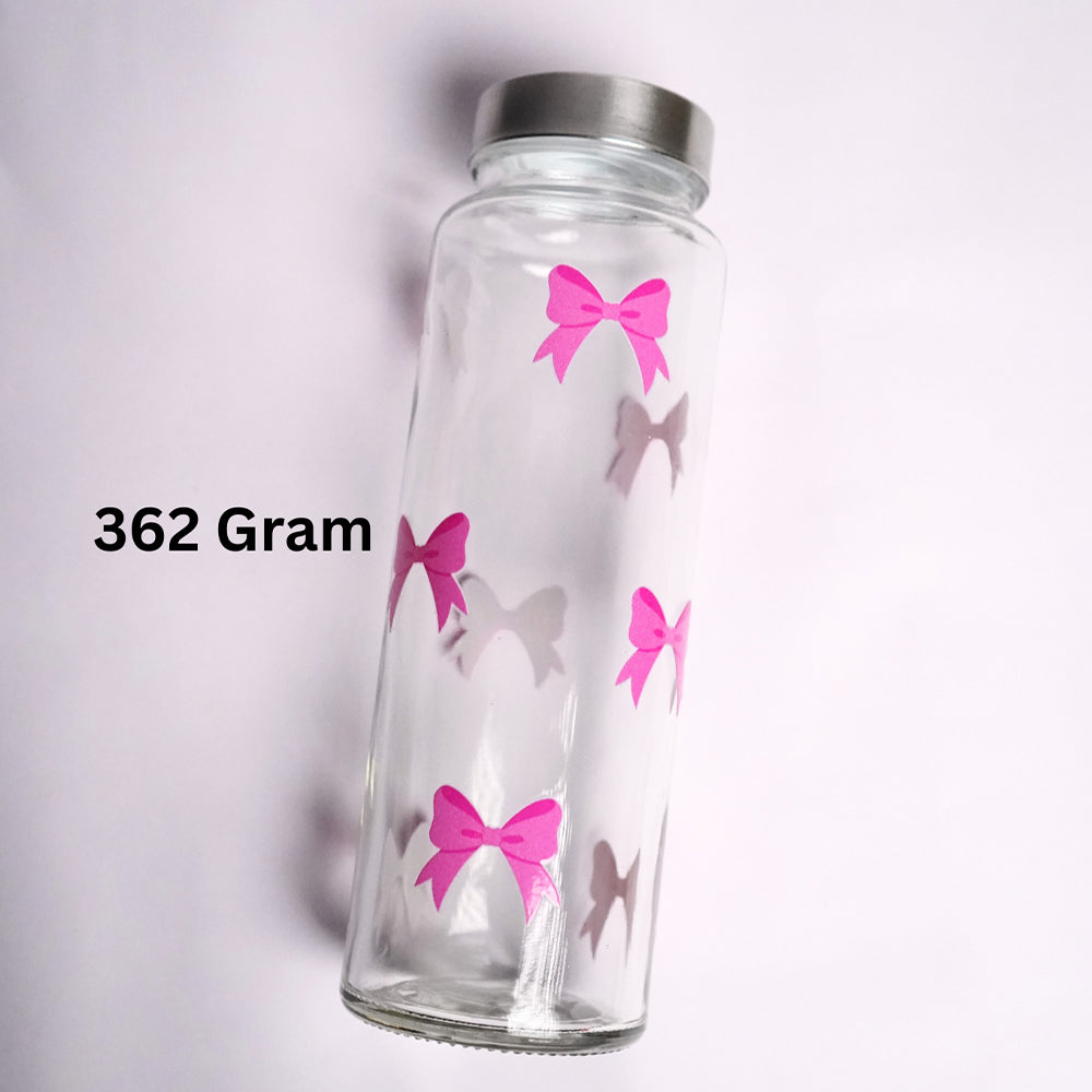 Pink Bow Glass Bottle 500ML