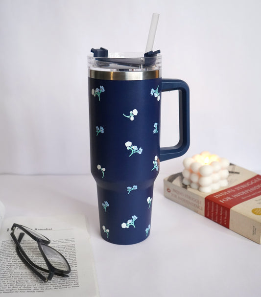 Minimal Floral Print Stainless Steel 1200 ML Water Tumbler
