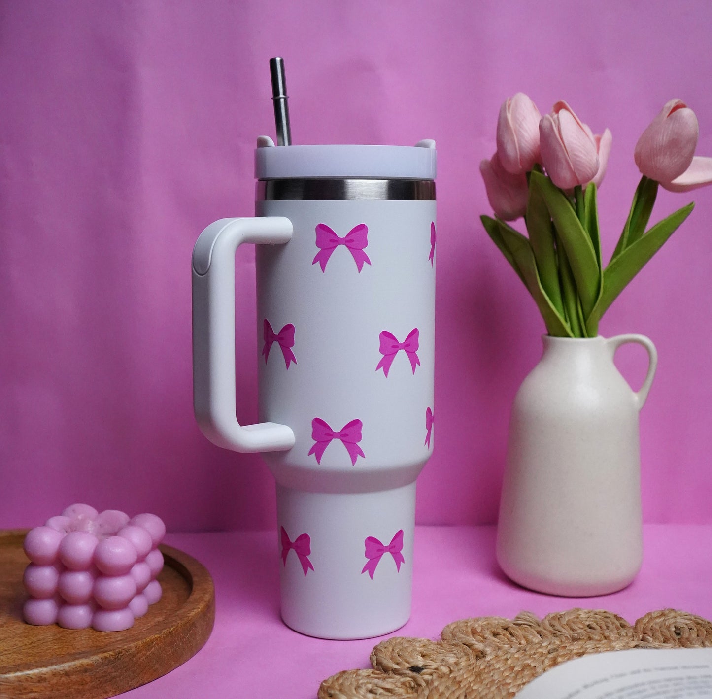 Pookie Bow Tumbler Dark Pink