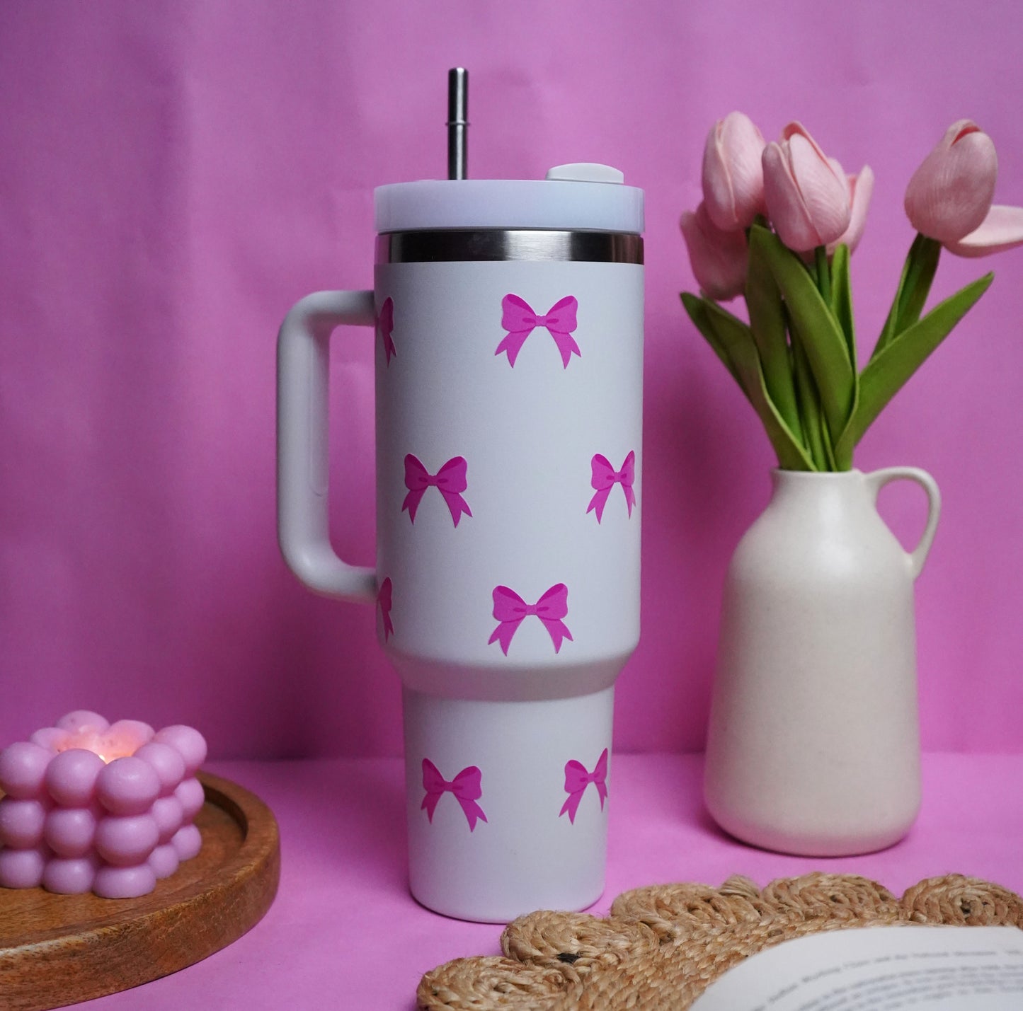 Pookie Bow Tumbler Dark Pink
