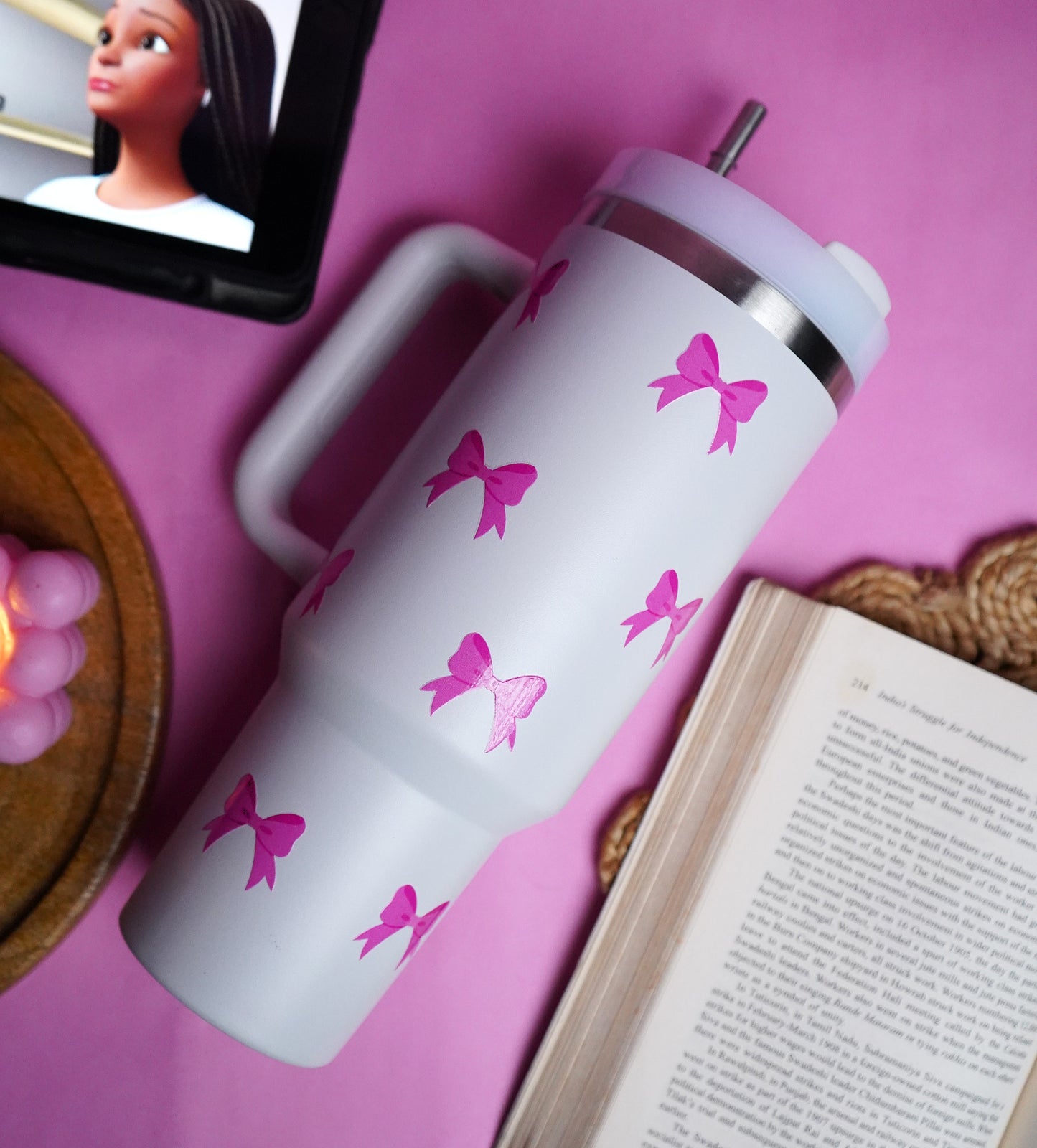 Pookie Bow Tumbler Dark Pink