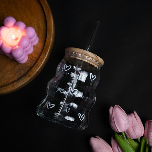 White Hearts Line Tumbler