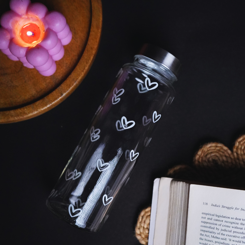 White Heart Glass Bottle 500ML