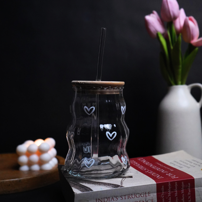 White Hearts Line Tumbler