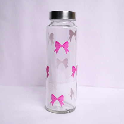 Pink Bow Glass Bottle 500ML