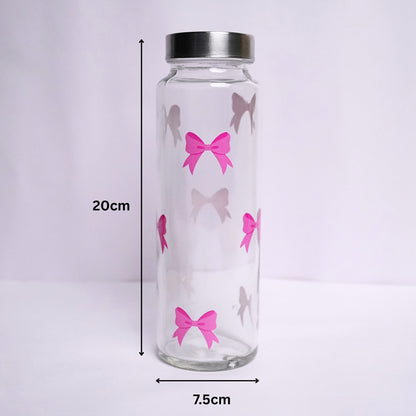 Pink Bow Glass Bottle 500ML