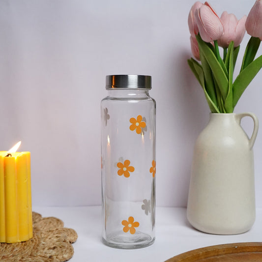 Yellow Sunflower Glass Bottle 500ML