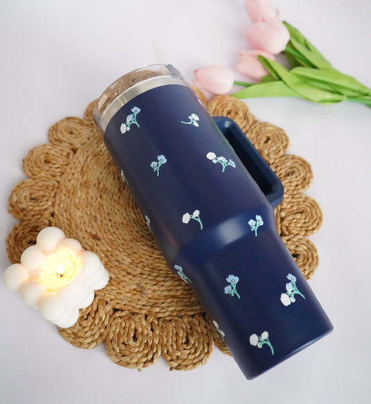 Minimal Floral Print Stainless Steel 1200 ML Water Tumbler