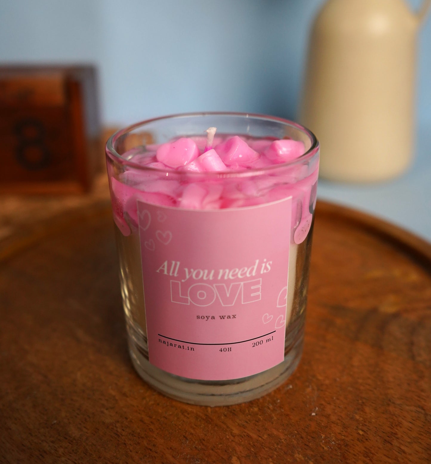 Pink Hearts Candle 220ml