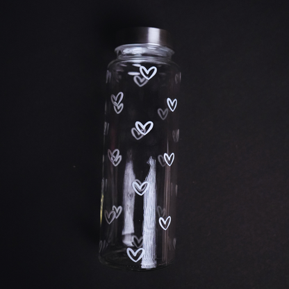 White Heart Glass Bottle 500ML