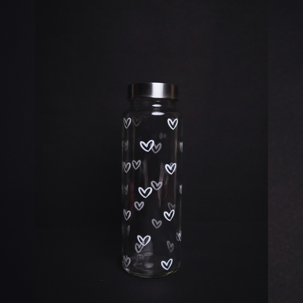 White Heart Glass Bottle 500ML