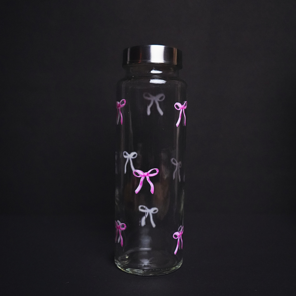 Pookie Bow Glass Bottle 500ML