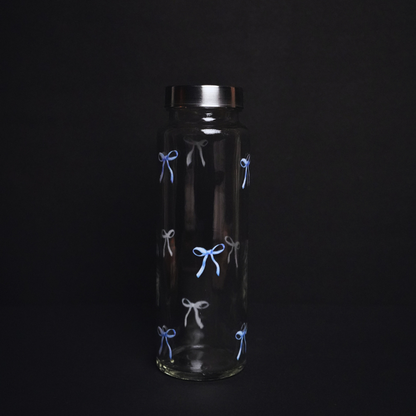 Pookie Bow Blue Glass Bottle 500ML