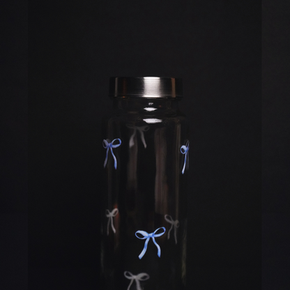 Pookie Bow Blue Glass Bottle 500ML